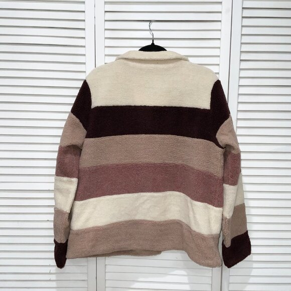 Jason Maxwell Multi-color Striped Sherpa Teddy Coat - Picture 4 of 4